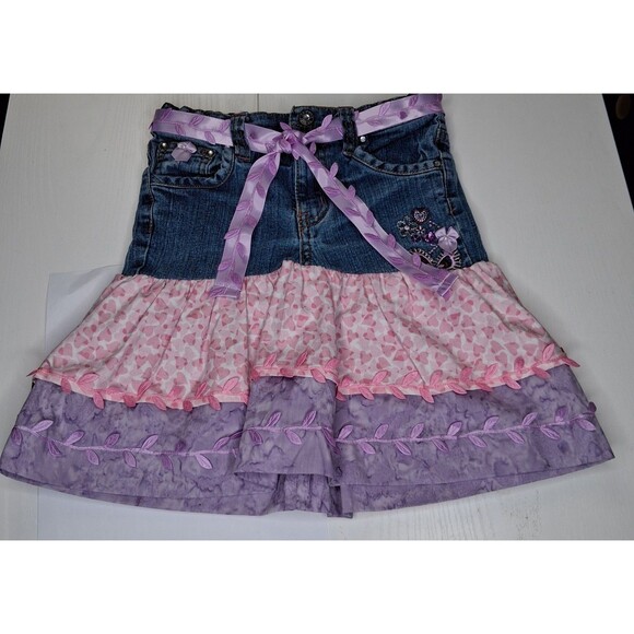 Arizona Jeans Multi-patterned Embroidered Beaded Girl's Skirt Size 6 - Picture 1 of 12